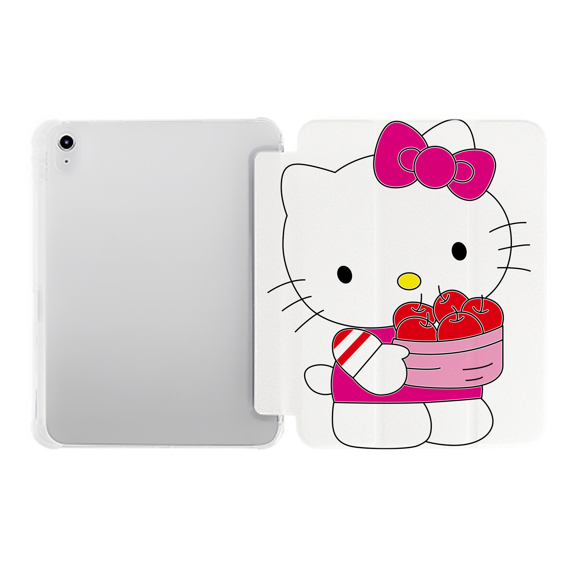 （画像用） Hello Kitty ハローキティ IPad ケース ペン収納付き 三つ折りスタンド PUレザー×シリコン 対応機種9.5/10.5/10.9インチ